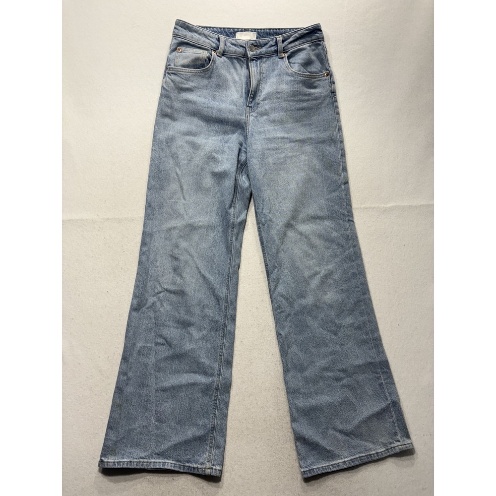 H&M Jeans Womens 8 Blue Light Wash High Rise Straight Regular 31x31 Casual Denim